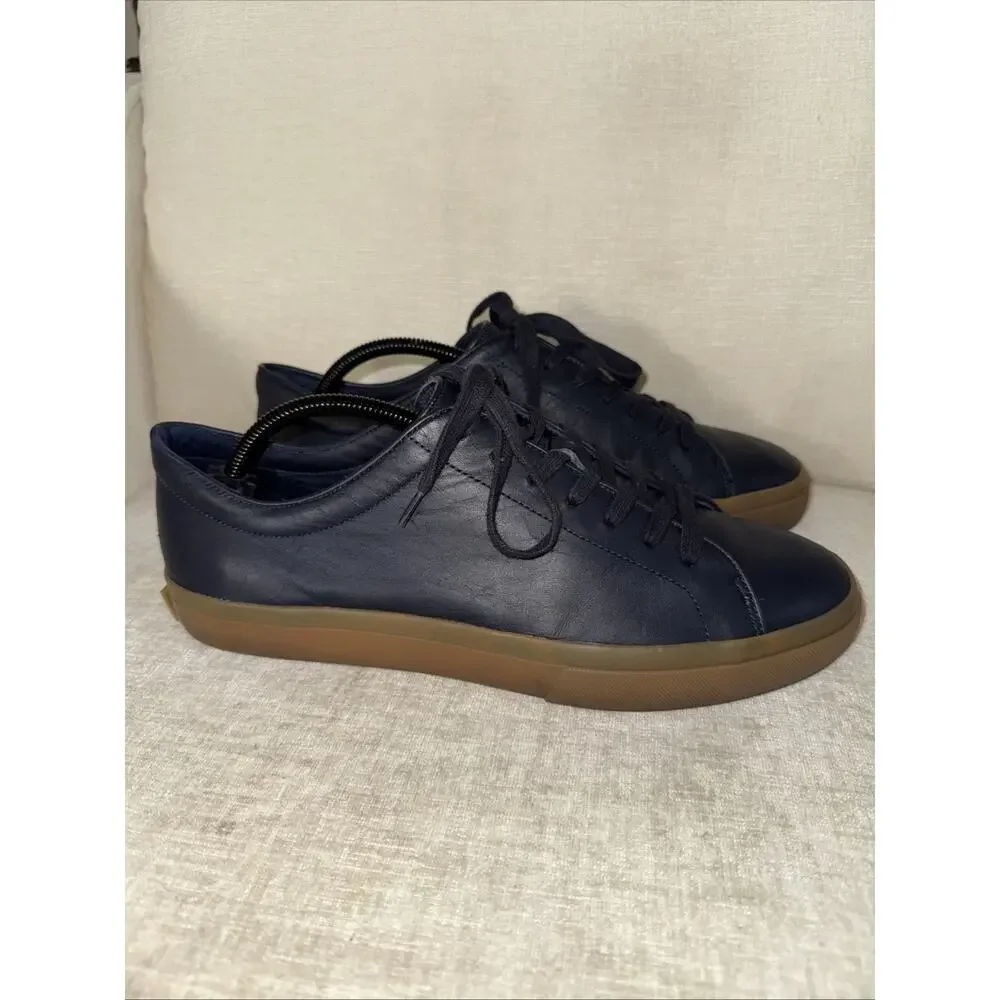 Vince Low Top Leather Sneaker Shoes Lace-Up Men's Black Size US10.5M EU44.5
